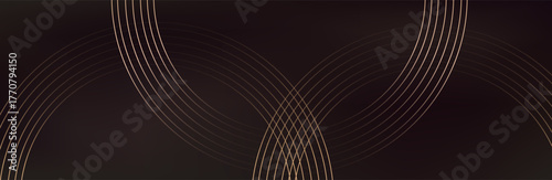 Premium background design with gold brown  line pattern (texture) in luxury pastel colour. Abstract horizontal vector template for business banner.dark brown background with golden brown circles. 