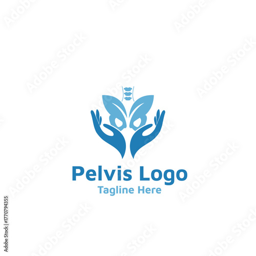 Pelvis bone Logo icon Human skeleton lower body anatomy symbol. Pelvic hip joint Illustation