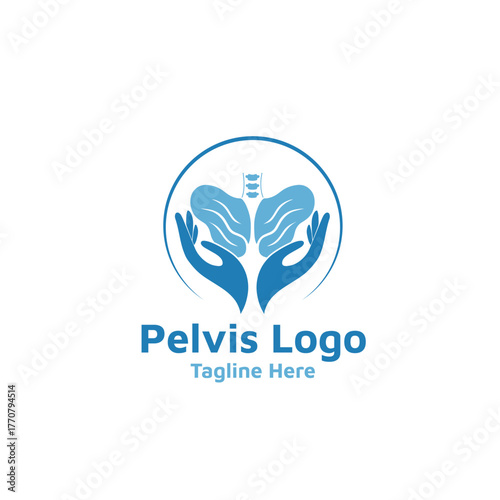 Pelvis bone Logo icon Human skeleton lower body anatomy symbol. Pelvic hip joint Illustation