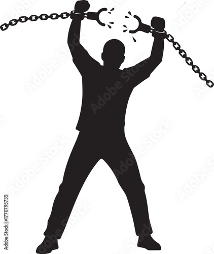 Human rights day freedom silhouette person breaking chains symbolizing liberation and emancipation