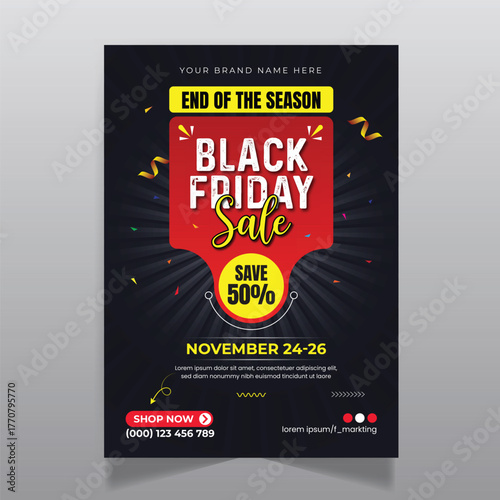  Black friday sale flyer design, A4 size print template