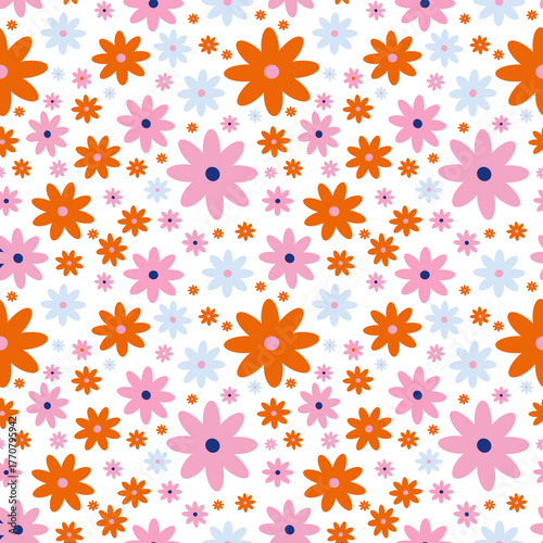 seamless floral retro  pattern 60s 