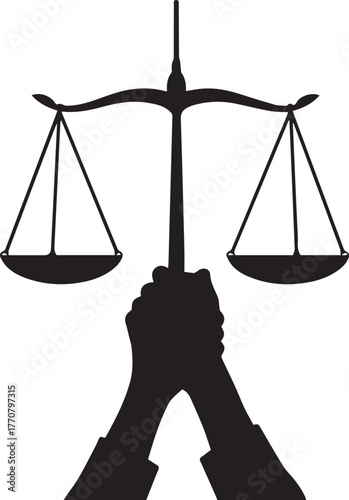 Human rights day symbolizing justice equality and fundamental freedoms with hands and scales