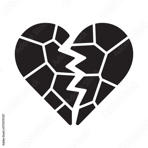Broken heart symbol illustration representing sadness loss and emotional pain
