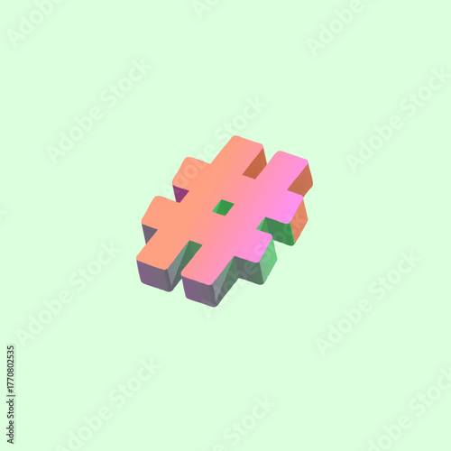 3d hashtag vector icon symbol social media