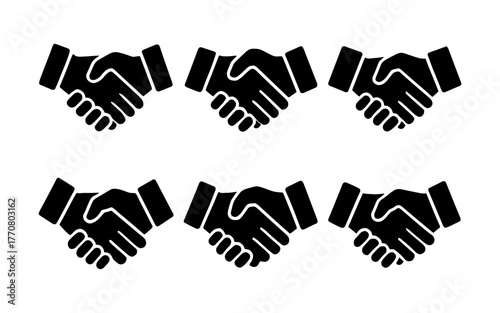 Silhouette handshake icons set for business partnership and agreement concepts