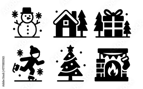 Minimalistic winter symbols for festive designs