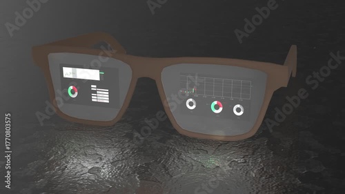 Smart glasses display live BSE Sensex stock data from India, with real-time graphs and charts reflecting financial analytics and digital trading insights.