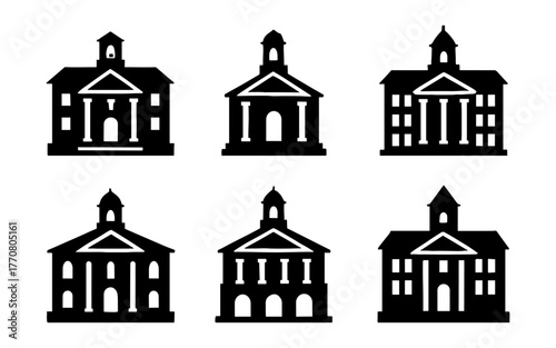 Collection of classic building silhouettes with domed roofs
