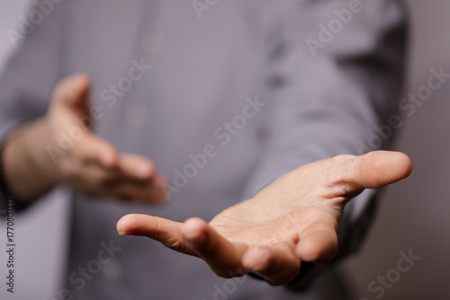 A person's open hand outstr...