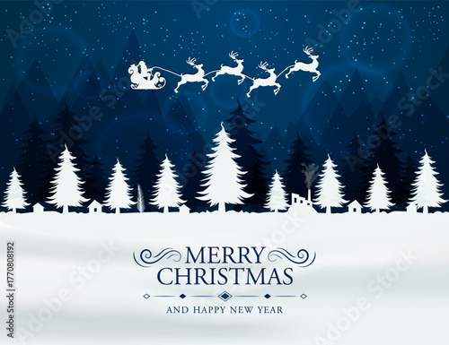 Merry Christmas and Happy New Year's Celebration vector illustration greetings 