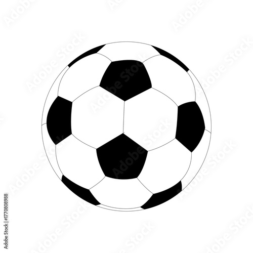 Classic black and white soccer ball, isolated on a transparent background