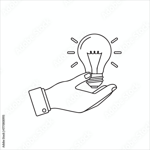 Hand holding light bulb, symbolizing idea, innovation, creativity, and inspiration for problemsolving and new possibilities