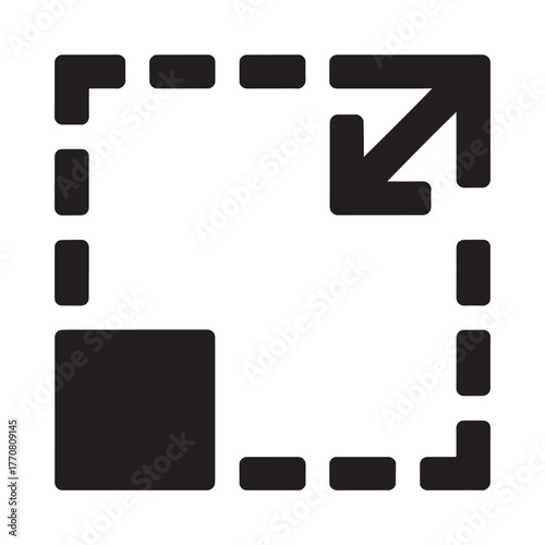 Black icon representing expanding a window or screen to full size on a white background