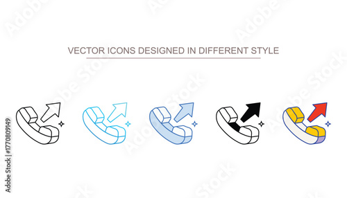 Out Going Call icons set different style vector stock with white background