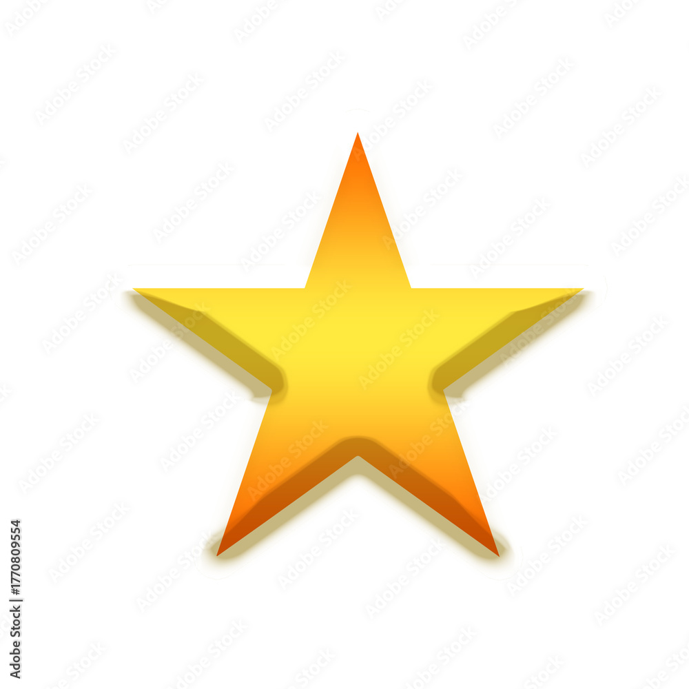 Fototapeta premium Golden 3D star icon shining on a white background