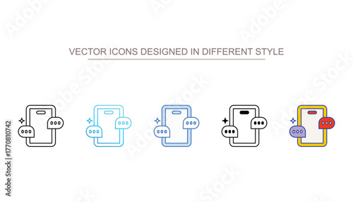 Comments icons set different style vector stock with white background
