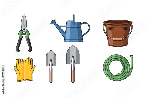 Collection of gardening tools and equipment secateurs pruning shears