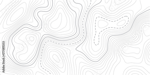 Topographic map pattern background vector .Modern design with White background with topographic wavy pattern design.paper texture Imitation of a geographical map shades