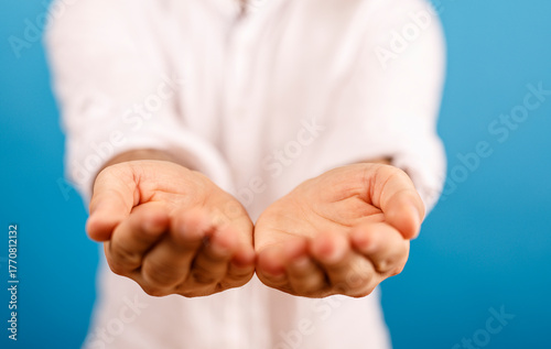 Close-up of a man's open ha...