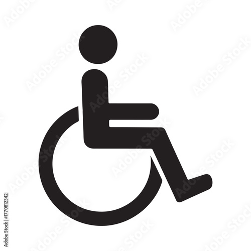 Universal access symbol of a person in a wheelchair on white background
