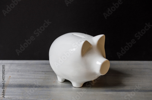 A classic white piggy bank ...