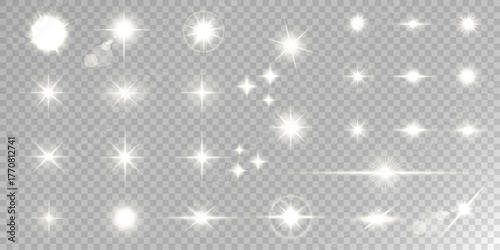 Lens Flare, light glow effect. sun or realistic shining star with backlight effect.
bokeh glitter and sparkles or sparkles on transparent background.