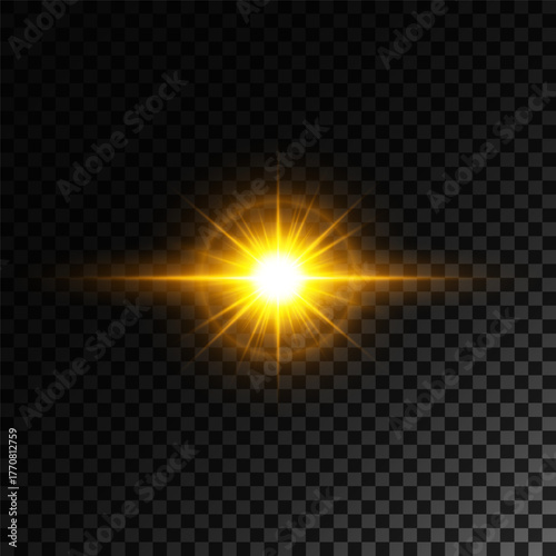 Realistic Sun Light Rays Effect on Transparent Background

