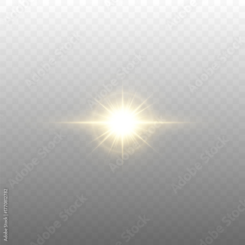 Realistic Sun Light Rays Effect on Transparent Background
