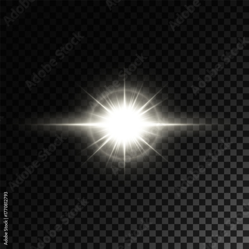 Realistic Sun Light Rays Effect on Transparent Background
