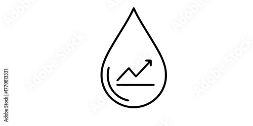 Water Conservation Droplet Growth Graph Line Art Icon