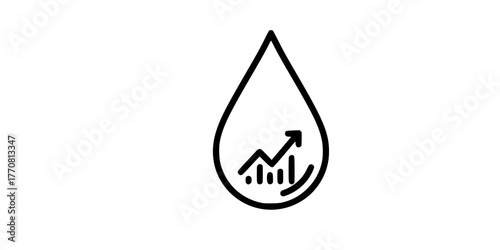 Water Conservation Droplet Growth Graph Line Art Icon