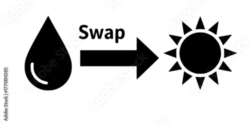 Energy Transition Swap Oil to Solar Flat Vector Icon Set