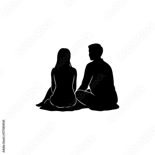 Silhouette of a Couple Sitting Together and Talking