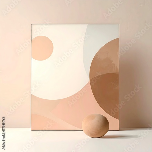 Abstract Geometric Art Print with Earthy Tones and Minimalist Design.