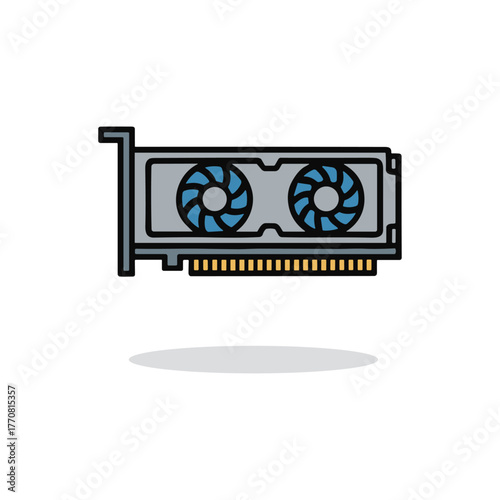 Graphic card, Gpu, gaming card icon logo flat vector design