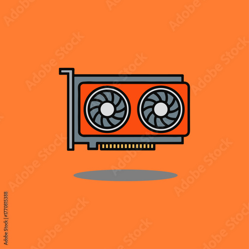 Graphic card, Gpu, Gaming card icon logo flat vector design