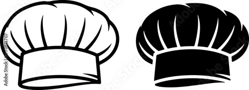 Two chef hats one white one black outline