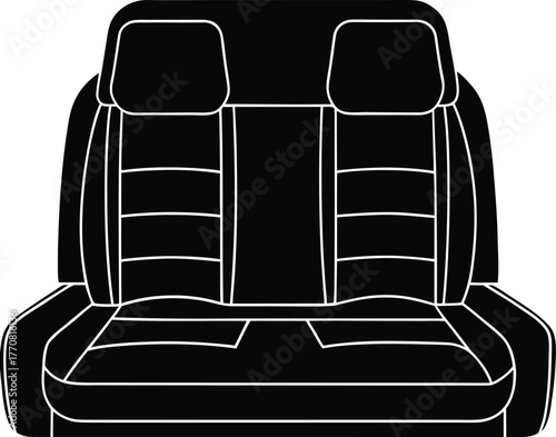 Luxury Car Interior With Detailed Leather Seats silhouette Vector illustration