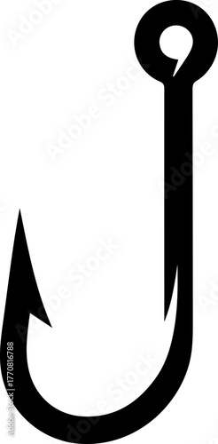Simple black silhouette of a fishing hook