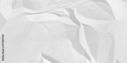 Crumpled paper blank white crumpled and creased paper poster. Creased paper texture overlay effect surface.	