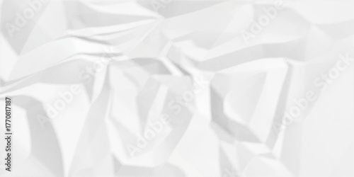 Crumpled paper blank white crumpled and creased paper poster. Creased paper texture overlay effect surface.	