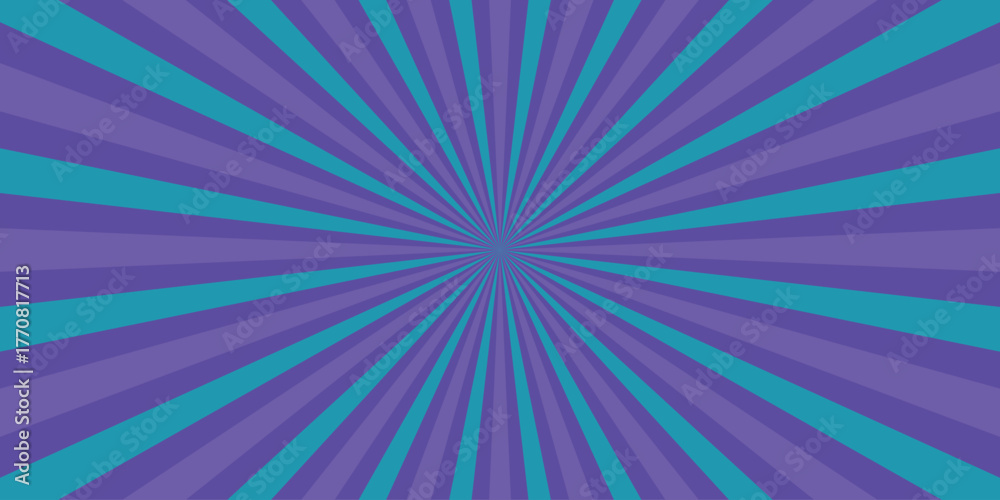 Fototapeta premium Striking Purple and Teal Sunburst Background with Radial Stripes in a Retro Comic Book Style for Bold Designs and Vibrant Promotions
