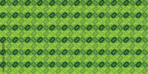 Green geometric seamless pattern with circular pinwheel tiles