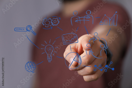 Close-up of a hand pointing...