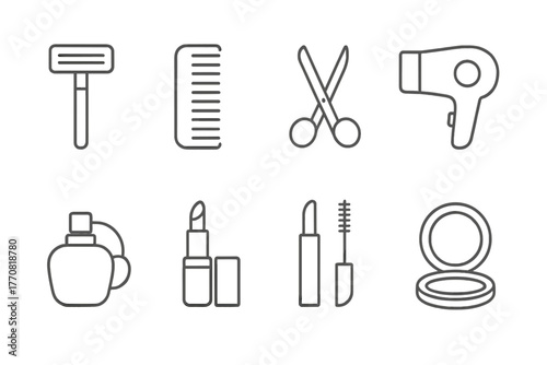 Essential tools for beauty and personal care in a minimalist style