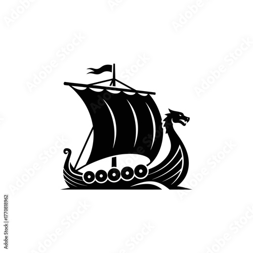 Viking Longship Silhouette - A Symbol of Norse Exploration and Maritime Power.