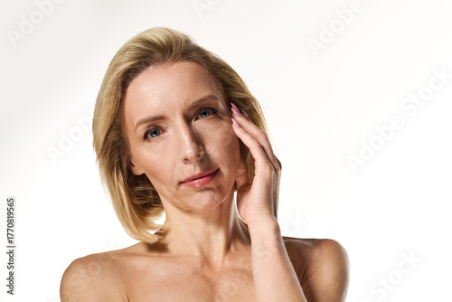 Wallpaper Mural Blonde woman shares beauty secrets for radiant skin in a fresh and elegant portrait Torontodigital.ca