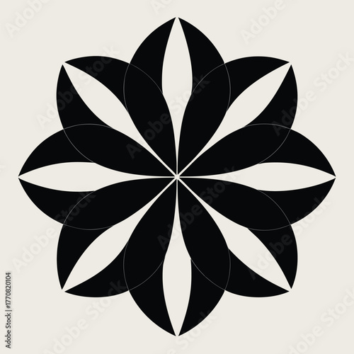 Abstract Black Flower Shape With White Gaps moti pattern