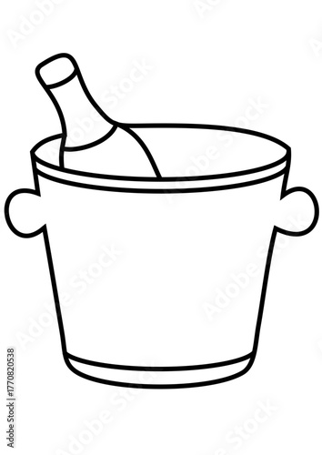 Vector icon of champagne bucket with bottle inside, flat style, festive celebration design